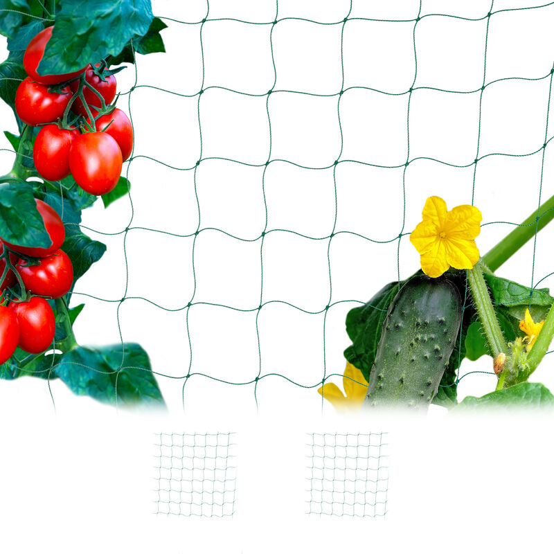 Filet tuteur pour plantes grimpantes ou potager, lot de 2, filet maille 10 cm, balcon ou jardin, 180 x 360 cm, vert