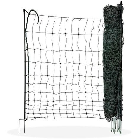 Kit clôture filet à poules 12 m avec porte 6 piquets double pointe -  Conforama