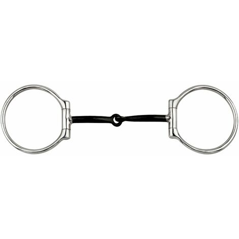 Filet western en acier inoxydable en forme de D et embout noir avec inserts en cuivre