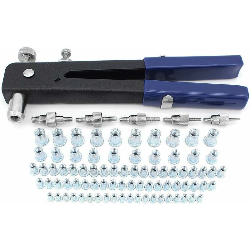 Filetée Rivet Écrou Kit, 86 Pcs Pince à Riveter Kit de Écrou Riveteuse Rivet Nutsert Gun Outil de pince à Rveter Insert Fileté pour filetage M3 M4 M5