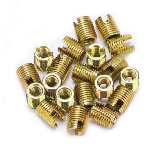 Filets à tarauder auto-perceurs en acier carbone 302, 20 pièces - Insert fileté M121.75 intérieur / M161.5 extérieur, zinc jaune, haute résistance