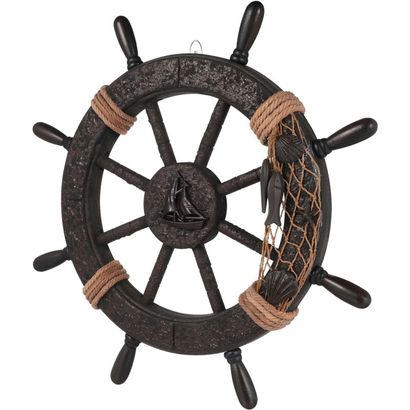 Filets de pêche décoratifs océaniques Décoration murale unique Ornement suspendu de bateau nautique Gouvernail de maison Volant