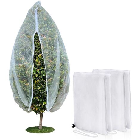 Filets de protection pour arbres fruitiers (lot de 2) — 100 cm x 150 cm — Avec fermetures éclair et cordons de serrage — Filets anti-insectes et oiseaux pour la protection du jardin — Maillage ultrafi