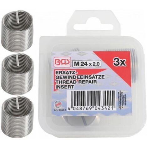 Filets rapportes de type helicoil - dtail : 3 filets m24 x 200