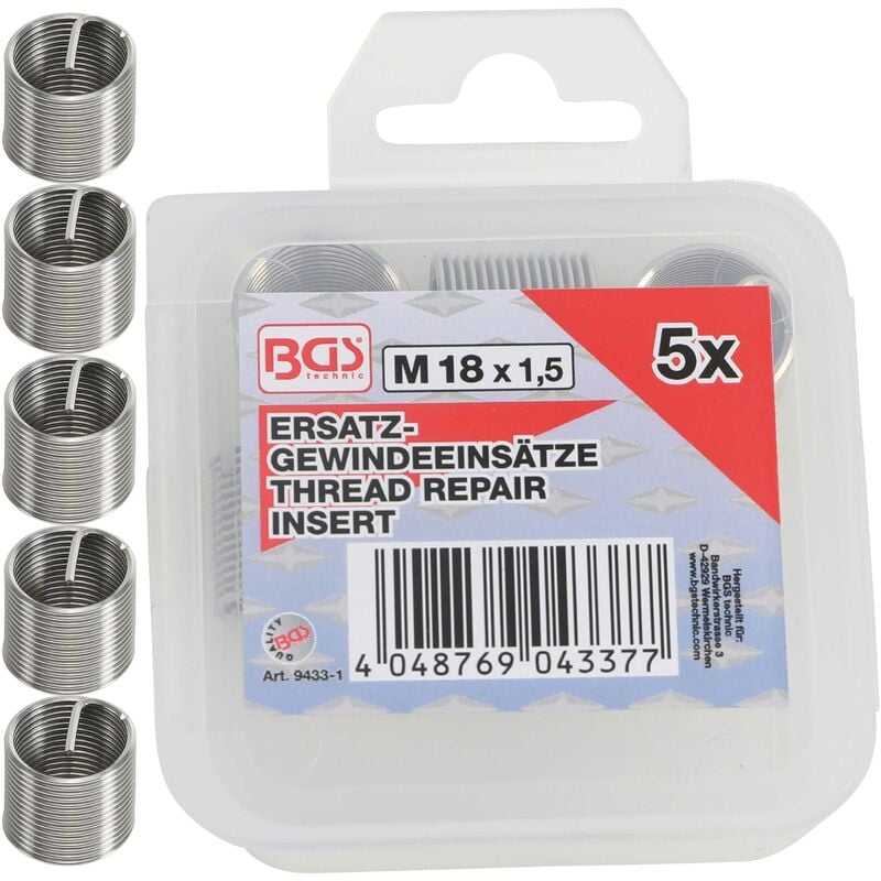 Oc-pro - inserts taraudés M18 x 1,5 mm 5 pièces bgs 9433-1