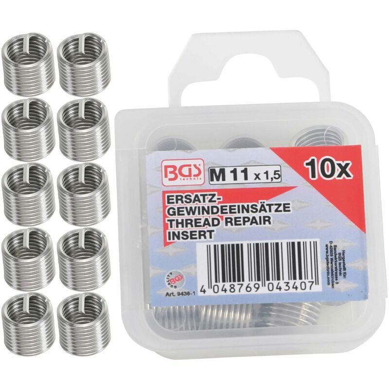 Oc-pro - inserts taraudés M11 x 1,5 mm 10 pièces bgs 9436-1