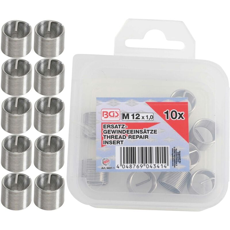 Oc-pro - inserts taraudés M12 x 1,0 mm 10 pièces bgs 9437-1
