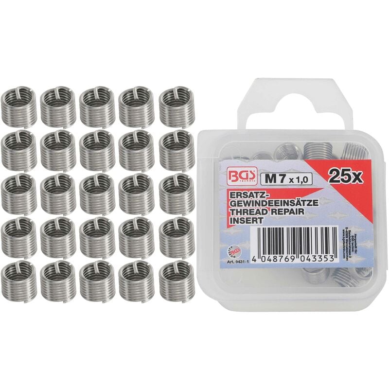 Inserts Taraudés M7 X 1,0 Mm 25 Pièces Bgs 9431-1