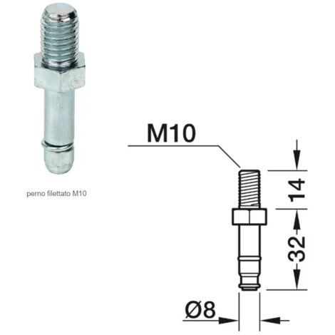 FILETTATO M10X14 661.34.994 CON PERNO AD INNESTO PER BIRUOTA D.40-50 NORMALE O FRENATA