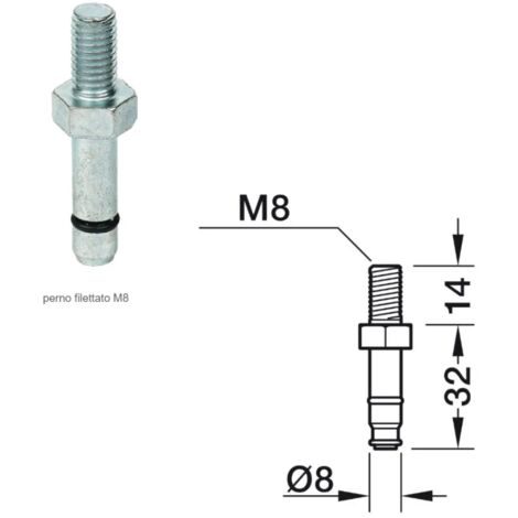 FILETTATO M8X14 661.34.993 CON PERNO AD INNESTO PER BIRUOTA D.40-50 NORMALE O FRENATA