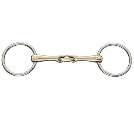 Filetto ad anelli 70 mm in inox con imboccatura in sensogan 18 mm e con olivetta centrale: 13 cm