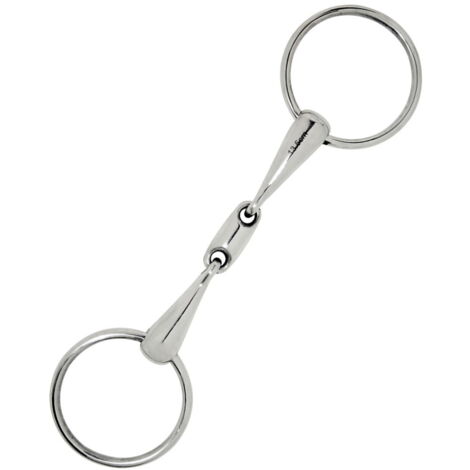 Filetto ad anelli curvo con olivetta centrale inox pieno