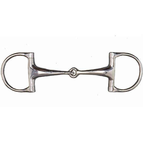 Filetto inglese a D in acciaio inox vuoto snodato e imboccatura grossa 21 mm: 14,5, Argento