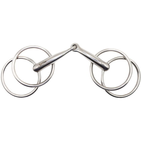 Filetto inglese per cavalli con 4 anelli da mm 65 inox mm 16 pieno cm 13,5 snodato