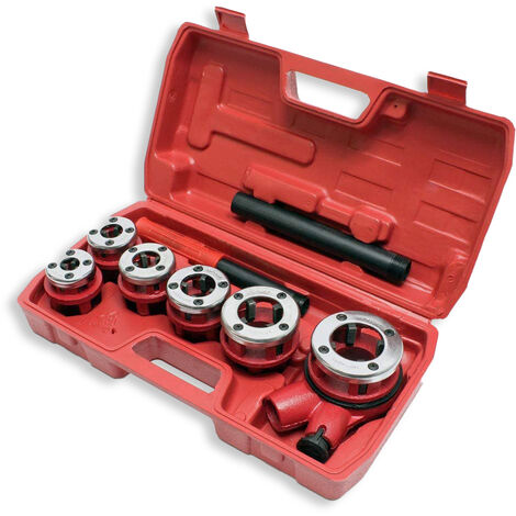FILIERA MANUALE A CRICCO SET 9 PEZZI FILETTATURA TUBI IDRAULICI KIT VALIGETTA CRICCHETTO