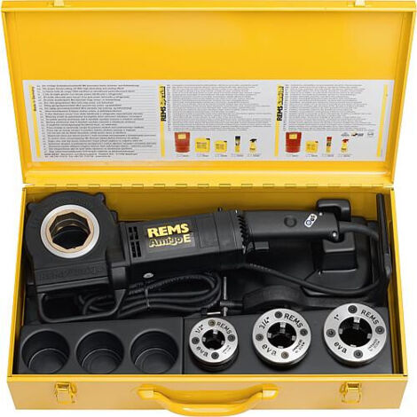 Filiere electrique Rems Amigo E avec tetes de coupe DN15-DN25