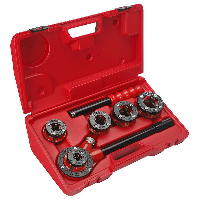 Virax - Filière manuelle têtes interchangeable bspt droite 3/8 à 1.1/4 en coffret plastique