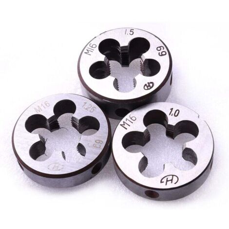 Filières métriques， 3 pcs HSS Filetage métrique Die M16 x 1 mm M16 x 1.25 mm M16 x 1.5 mm