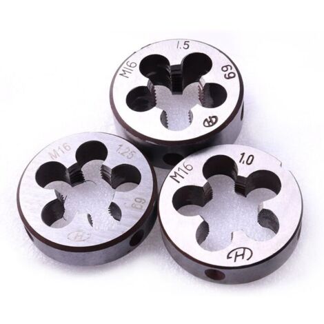 Filières métriques， 3 pcs HSS Filetage métrique Die M16 x 1 mm M16 x 1.25 mm M16 x 1.5 mm