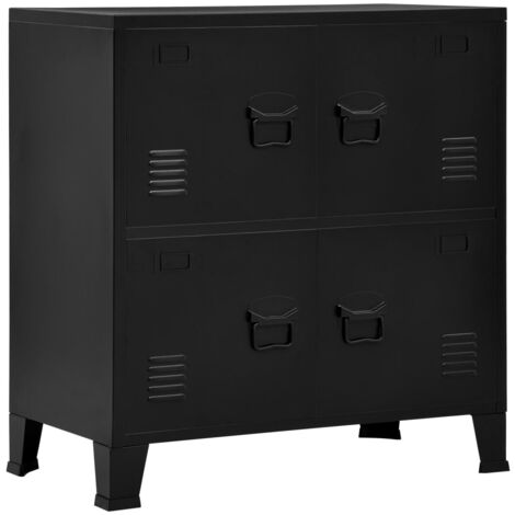 Filing Cabinet with 4 Doors Industrial Black 75x40x80 cm Steel - Black