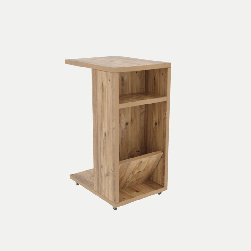 Table d'appoint en pin avec roulettes – Dimensions 30x63x40 cm – Pour salon, chambre ou bureau – Design scandinave élégant