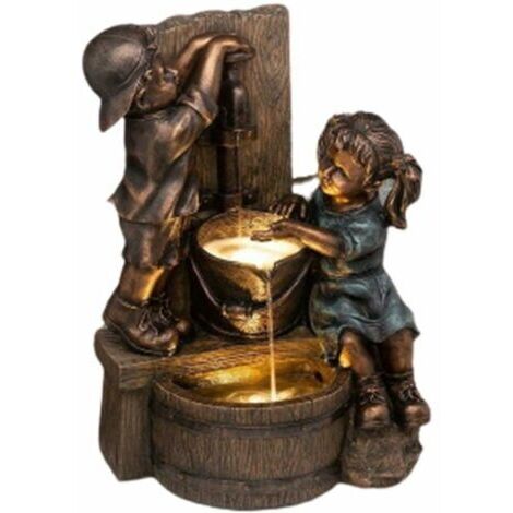fille et garçon statue résine jardin sculpture cour art déco，
