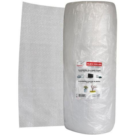 Film à bulles Jardibric 1m x 50m Rouleau de papier film bulles résistant en Polyéthylène Diamètre 10mm