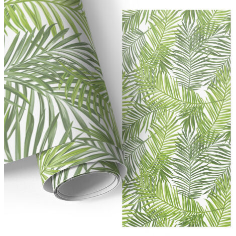 Film adhésif - adhésif décoratif - facile à poser - pour meubles - pour cuisine - pour table Feuilles tropicales 65x130 cm