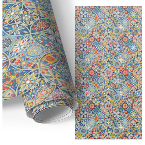 Film adhésif - adhésif décoratif - rénovation facile - pour meubles - pour table Mosaïque colorée 75x150 cm