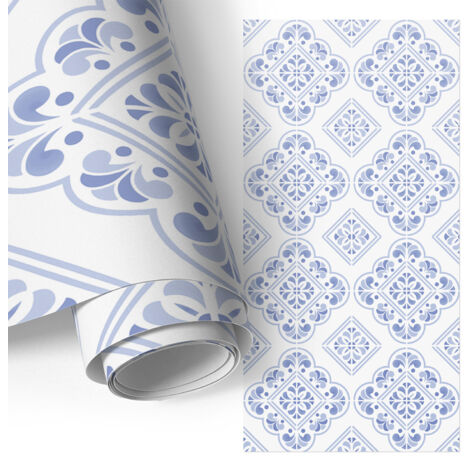 Film adhesif autocollant - design moderne - imperméable - pour cuisine - pour plans de travail Motif bleu 65x130 cm