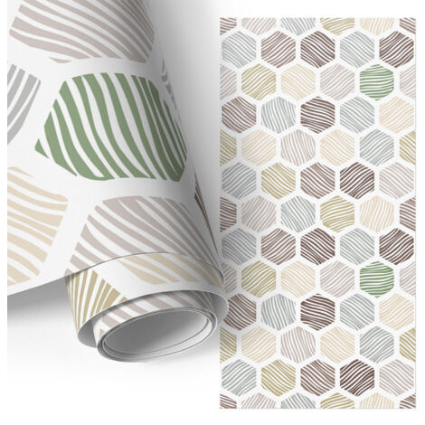 Film adhesif autocollant - design moderne - imperméable - pour meubles - pour plans de travail Mosaïque d'hexagones 75x150 cm