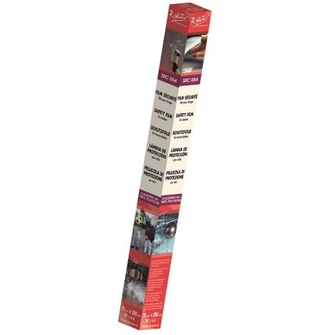 Film adhésif de sécurité transparent 75 x 250 cm – Protection anti-éclats pour verre – Classement au feu M1 – Durée de vie 12 à 15 ans - SEC054
