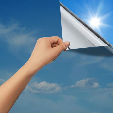 Film Anti Regard Fenetre Adhesif Effet Miroir sans Tain pour Vitre Papier Miroir Anti Chaleur Feuille Miroir Occultant à Sens Unique Protection de Soleil Anti UV Argenté 90x199.5cm