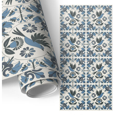 Film auto-adhésif - adhésif décoratif - imperméable - pour meubles - pour portes Oiseaux bleus 75x150 cm
