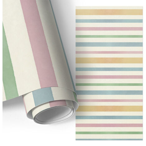 Film auto-adhésif - adhésif décoratif - imperméable - pour meubles - pour portes Rayures pastel 75x150 cm