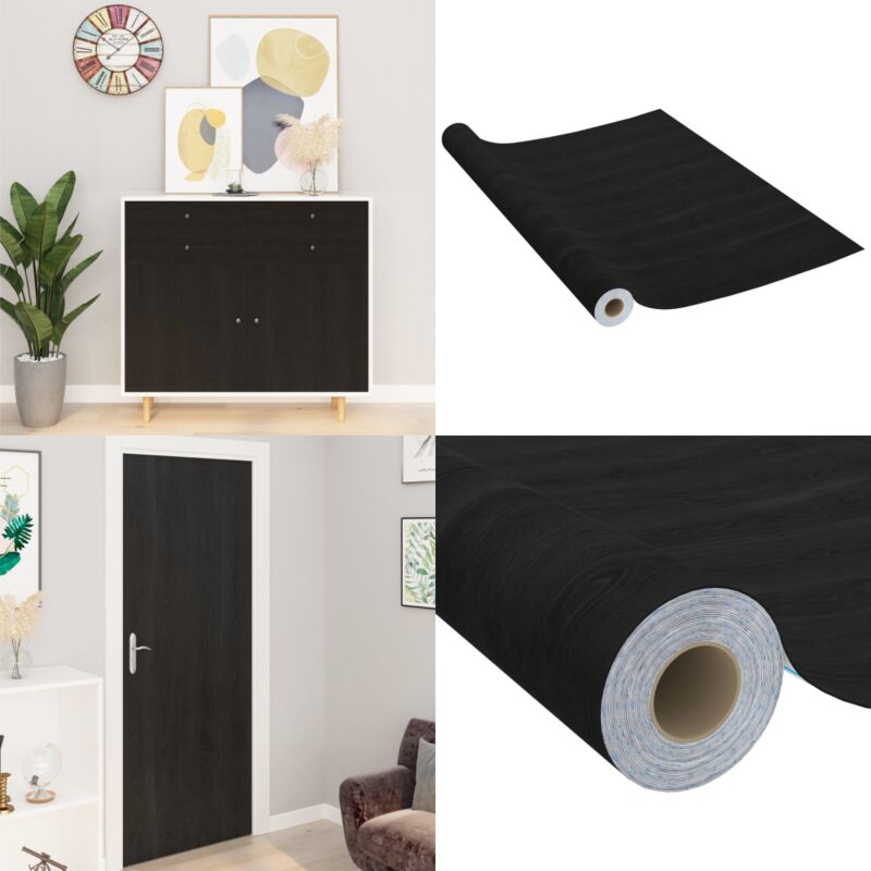 Film autoadhésif pour meubles bois foncé 500x90 cm pvc - film pour meubles - films pour meubles - Home & Living - Noir