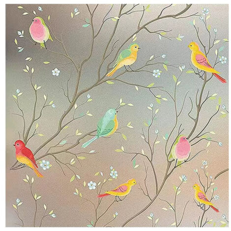 Film coloré pour vitres-Autocollant statique pour fenêtre en forme d'oiseau - 45 x 200 cm