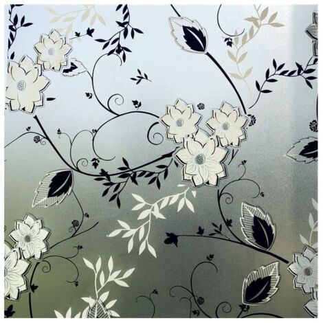 Film de fenêtre d'intimité, film de verre dépoli, autocollant de fenêtre anti-UV, 45 cm x 200 cm (fleur)
