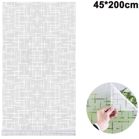 Film de fenêtre givré sans colle, films de verre intimité givrant pour fenêtres et portes, fenêtre décorative autostatique pour la protection UV du bureau à domicile (motif croisé 3D)