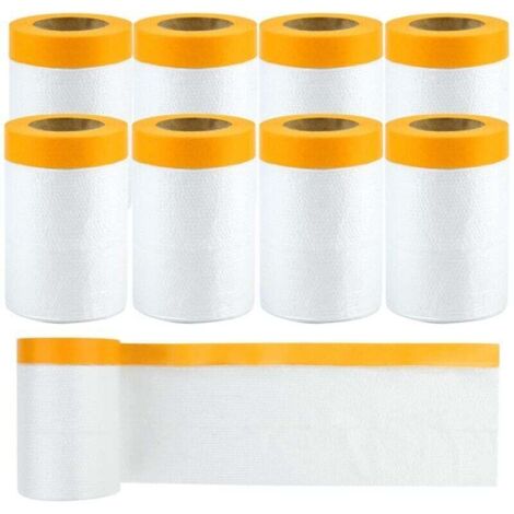 Film De Masquage Avec Ruban, 8 Rouleaux 55cm X 20m Film De Masquage, Bache De Protection Peinture Transparente, Masker Avec Ruban De Masquage Pour Masquer Et Recouvrir Durant Travaux De Peinture