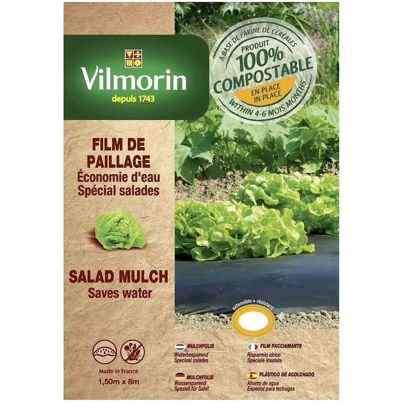 Vilmorin - Film de paillage spécial salades - 1,50m x 8 m - 20m