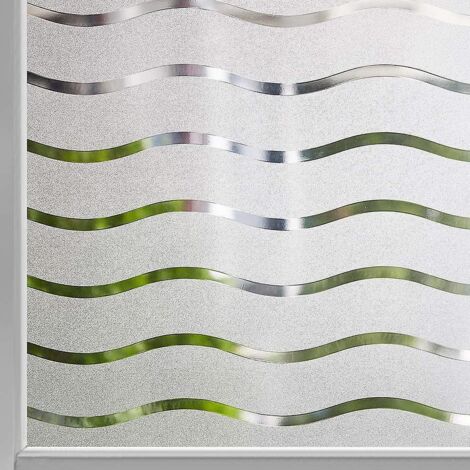 Film de protection solaire pour vitres - Motif ondulé, auto-adhésif et protection UV (45 x 200 cm)