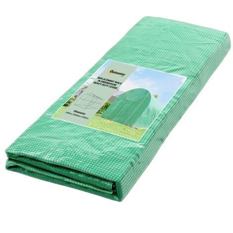 Film de serre 4 x 2 m, film de jardin imperméable avec porte, 8 fenêtres, protection UV, polyéthylène indéchirable, vert