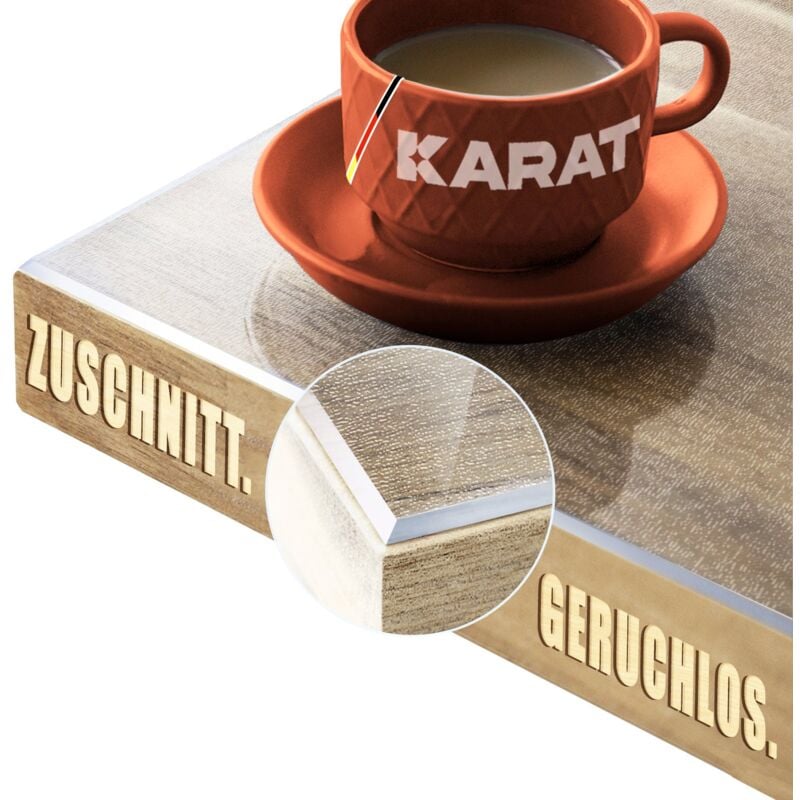 Floordirekt - Film de table transparent mat avec bord biseauté Impérial argeur: 100 x 200 cm
