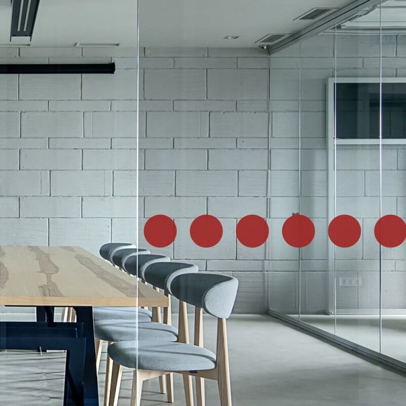 Dimexact - Ronds de signalisation pour vitrage avec 60 ronds rouges