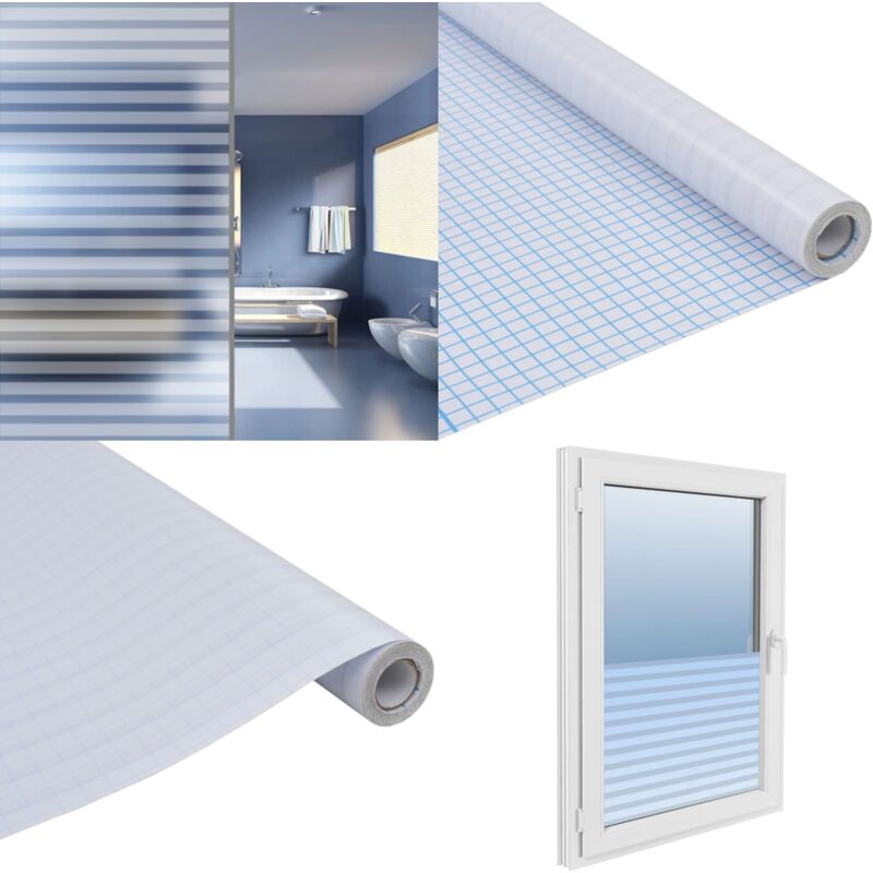 Vidaxl - Film dépoli autoadhésif d'intimité de fenêtre Rayures 0,9x5 m - film de fenêtre - films de fenêtre - Home & Living - Blanc