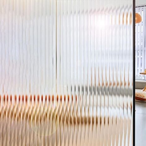 ANGEL CERDA Film dépoli pour fenêtre - Film décoratif à rayures verticales pour salle de bain, salon ou bureau - 50 x 200 cm
