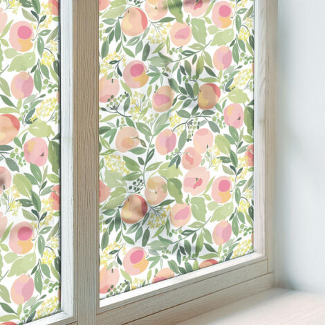 Film Dépoli pour Vitre 50x146 cm Protection Décoratif Adhésif Collés sur le Verre PVC pour Chambre Cuisine Salle de Bain Vitrail Modèle de fruit