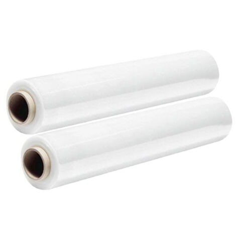 Film Estensibile Set 2 bobine trasparente Per Imballaggi 2,2 Kg 50cm Pellicola Manuale 23 Micron rotolo imballi pedane cartoni spedizioni trasloco