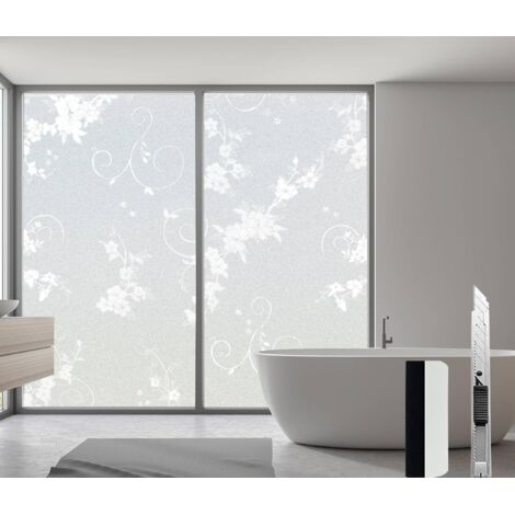 Film Fenetre Anti Regard 60x200cm Brise Vue Fenetre, Film Vitre Occultant, Film UV Fenetre Adhesif Vitre Anti Regard pour Salle de Bain Chambre Salon Bureau